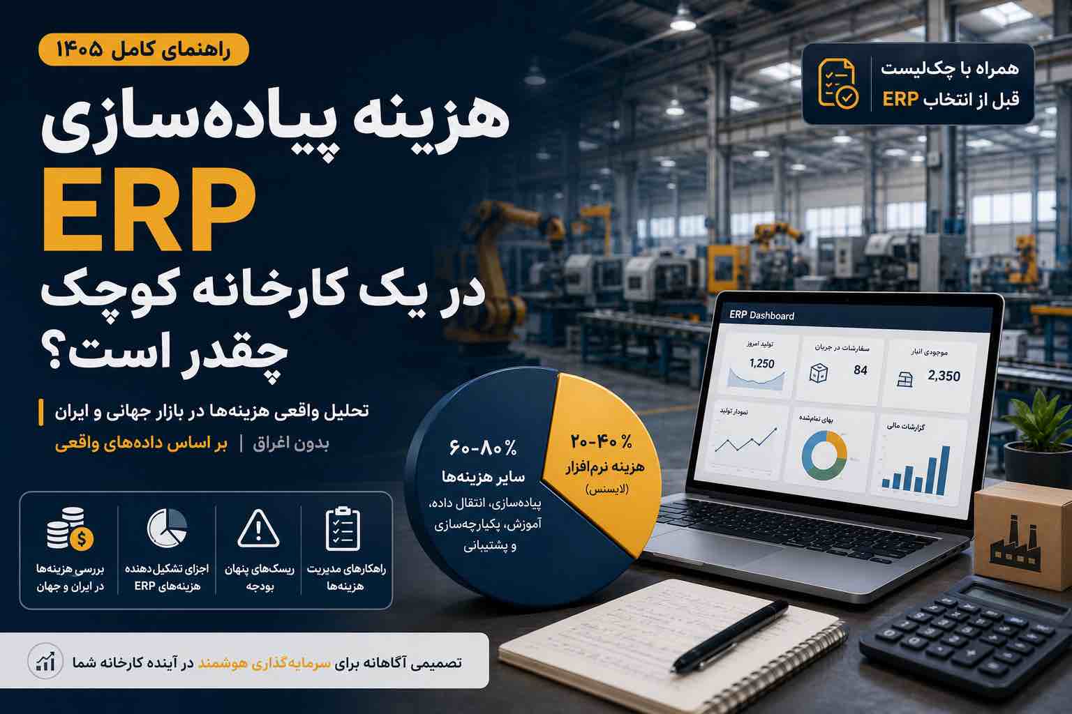 هزینه پیاده‌سازی ERP در کارخانه کوچک؛ راهنمای کامل ۱۴۰۵